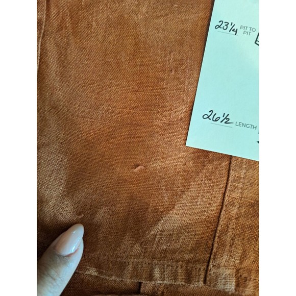 Chicos 2 Brown Coco Top Size 12 Large Womens Pockets 100% Linen Shirt Blouse - Picture 8 of 9
